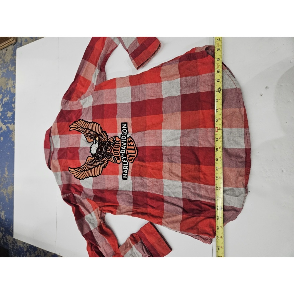 Harley-Davidson Women's Plaid Flannel Shirt - Screamin' Eagle Back (Size M) - Picture 16 of 16